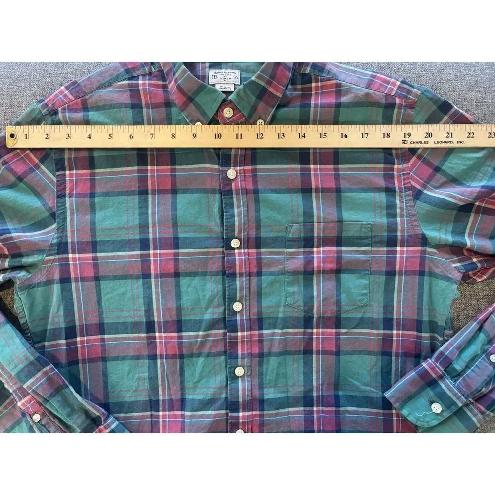 J. Crew Summer‎ Plaid Button Down Shirt Men's Size Large Business Casual